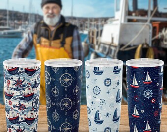 Custom Nautical Design Tumbler - Travel Mug - Drinkware