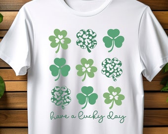 Retro St. Patrick's Day T-shirt, St Patrick's Day Tee, Groovy Shamrock Shirt, Four Leaf Clover Tee, Have a Lucky Day Tee, Green Shamrock Tee