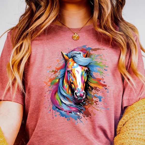 Watercolor Horse T-shirt, Horse Printed Tee, Gift For Horse Lovers, Gift For Horse Owners, Pop Art Horse Lovers Clothing, Custom Horse Shirt