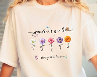 Grandma's Garden Tshirt, GrandChildren Shirt, Floral Tank Top, Flower Shirt, Ladies Tee, Gardening Floral Sweatshirt, Gift for Grandma