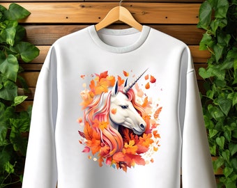 Fall Unicorn Sweater, Unicorn Birthday Gifts for Her, Gifts for Her, Gift for Mom, Autumn Unicorn Sweatshirt, Floral Unicorn Shirt Gift