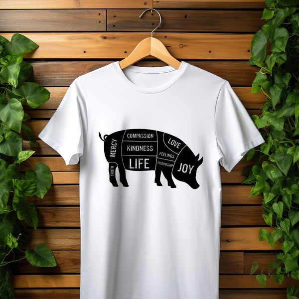Vegan Pig Shirt, Vegetarian Tee Shirt, Gift For Vegan, Plant Based Shirt, Vegan T-shirt, Animal Lover Shirt, Funny Piggy T-Shirt, Peppa Pig