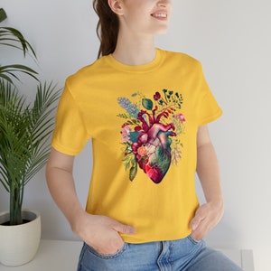 Anatomical Floral Heart T-shirt, Floral Nurse Shirt, Womens Graphic Tee, Heart Graphic Tee, Floral Human heart Clothing Gift For Nurses image 9