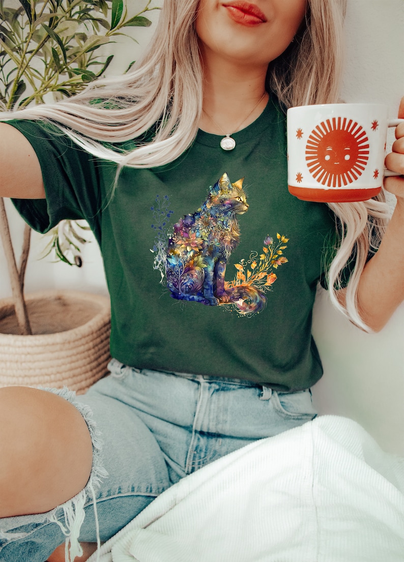 Cat Mom Shirt Floral Cat Shirt Purr Shirt Animal Lover Tee Cat Lovers ...