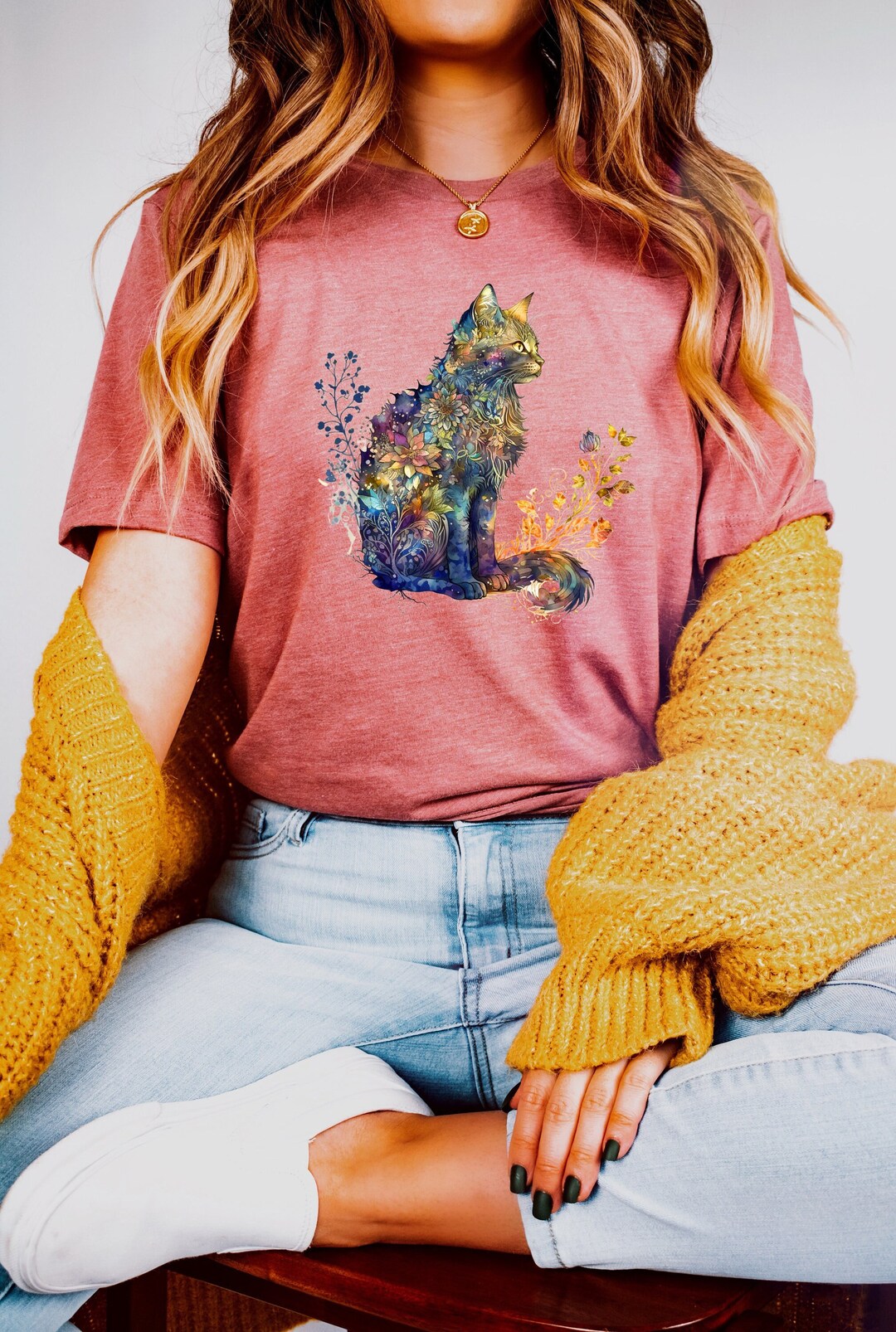 Cat Mom Shirt Floral Cat Shirt Purr Shirt Animal Lover Tee Cat Lovers ...