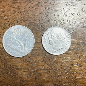 1967 10 Lire & 1940 20 Centesimi Italian coins