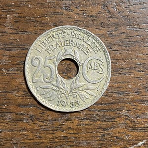 1933 France 25 Centimes Coin