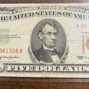 1963 Red Seal 5 Dollar United States Note