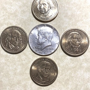 President&#39;s Dollars ( 1st 4) and 1964 Kennedy Half Dollar