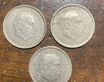 1957年スペイン5ペセタ硬貨：ヨーロッパ通貨、17枚セット - Etsy 日本