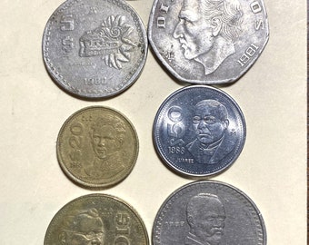 Mexicaanse peso's uit de jaren 80 (kavel van 7 munten)