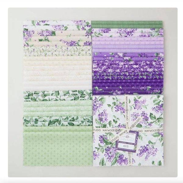 Pastel de capas Lilac Lane de Maywood Studio, tela acolchada precortada con motivos florales