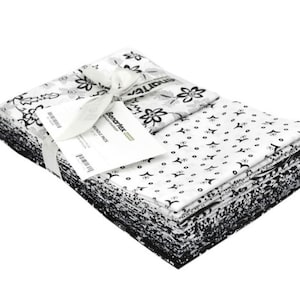 Midnight Rhapsody 21 Piece Fat Quarter Bundle by Kanvas Studio for Benartex, Black and White Precut Quilting Fabric