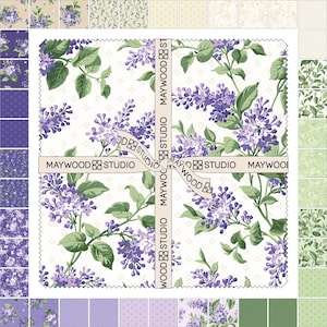 Lilac Lane Layer Cake by Maywood Studio, Floral Precut Quilting Fabric