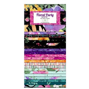 Floral Party Karat Crystals 2.5 inch Fabric Strips by Joy Hall of Wilmington Prints Fabrics, Jewel Tone Watercolor Floral Jelly Roll