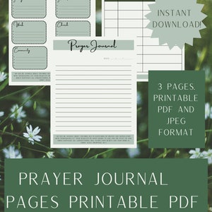 Printable Prayer Journal Pages, Instant Download, Minimalist, Green, Simple Design