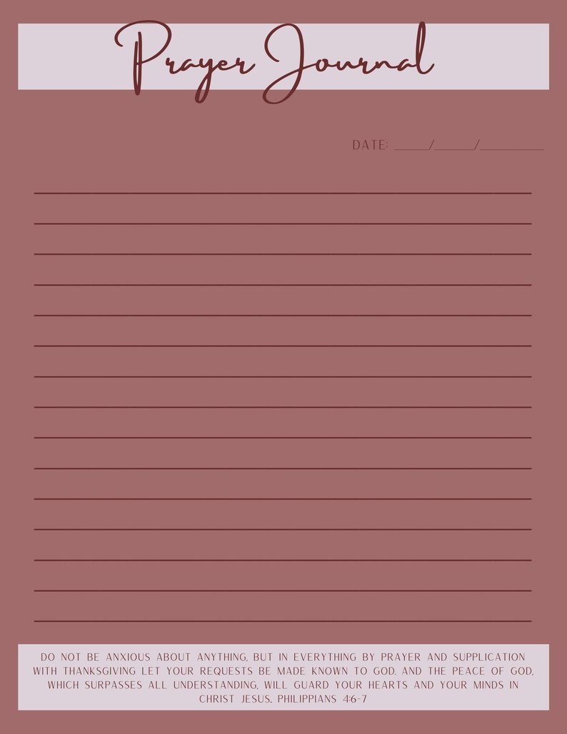 Prayer Journal Bundle: Printable Prayer Request, Praise, Bible Verse ...