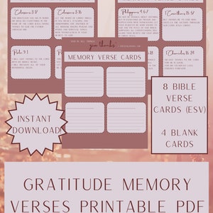 Cartões de versículos bíblicos de gratidão - PDF para impressão minimalista, bonito em rosa, design simples