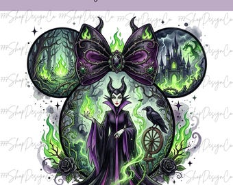 Bösewicht PNG Maleficent, Maleficent Retro-Design Digitaler Download, Dornröschen PNG, Böse Maleficent PNG