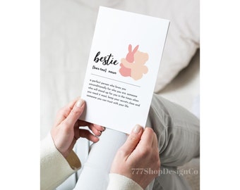 Printable Bestie Greeting Card, Friendship Day Card, Happy Birthday Card,Gift For Friend, Birthday Card,Best Friend Gift, Bestie Definition
