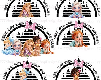Bebé princesa png, princesa png archivos cricut, bebé cenicienta png, bebé belle png, bebé aurora, bebé tiana