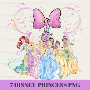 Alle prinses PNG, prinsessen aquarel achtergrond, prinses png clipart ontwerp, Assepoester, ariel, aurora, 7 afbeeldingsbundel