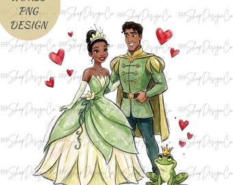 Prinzessin Tiana und Prinz Png, Prinzessin und Frosch Png, Schöne Prinzessin Png Clipart Design, Tiana Png, Frosch-Prinzessin Png
