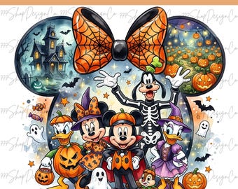 Halloween Mickey und seine Freunde (PNG), Halloween Maus und Ente (PNG), Halloween-Familienurlaub, Gruseliger Familienausflug