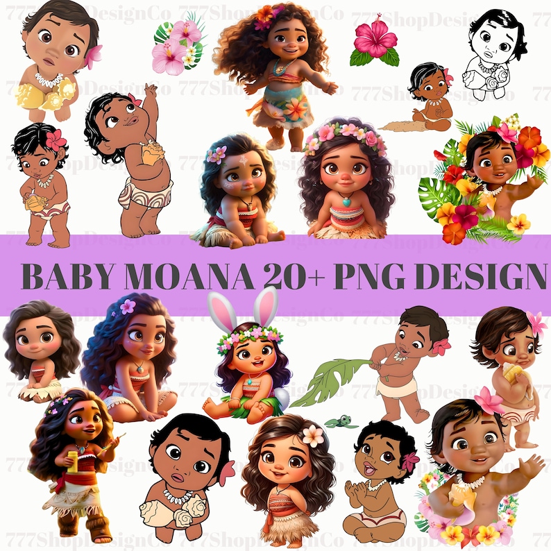 Baby Princess Png, Baby Moana Png Clipart, Moana PNG Bundle, Moana