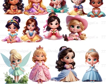 Princesa bebé png, Princesa png Archivos Cricut, Bebé Cenicienta png, Bebé Bella png, Bebé Aurora, Bebé Tiana