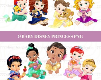 Baby Princess png, Princess png Cricut files, Baby cinderella png, baby belle png, baby aurora, baby tiana