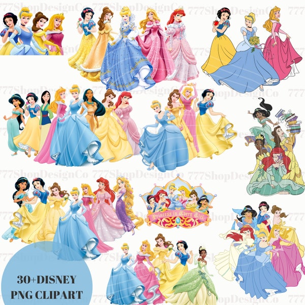 All Princess PNG, Princess PNG Bundle, Princess Clipart, Cinderella, ariel, aurora png, Snow White svg