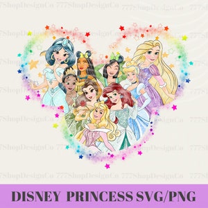 All Princess SVG/PNG, Princesses Mouse Head  background, Water Color Princess Squad SVG, Cinderella, ariel, aurora png, Snow White svg