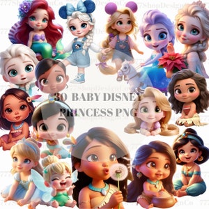 Baby Princess png, Princess png Cricut files, Baby cinderella png, baby belle png, baby rapunzel png