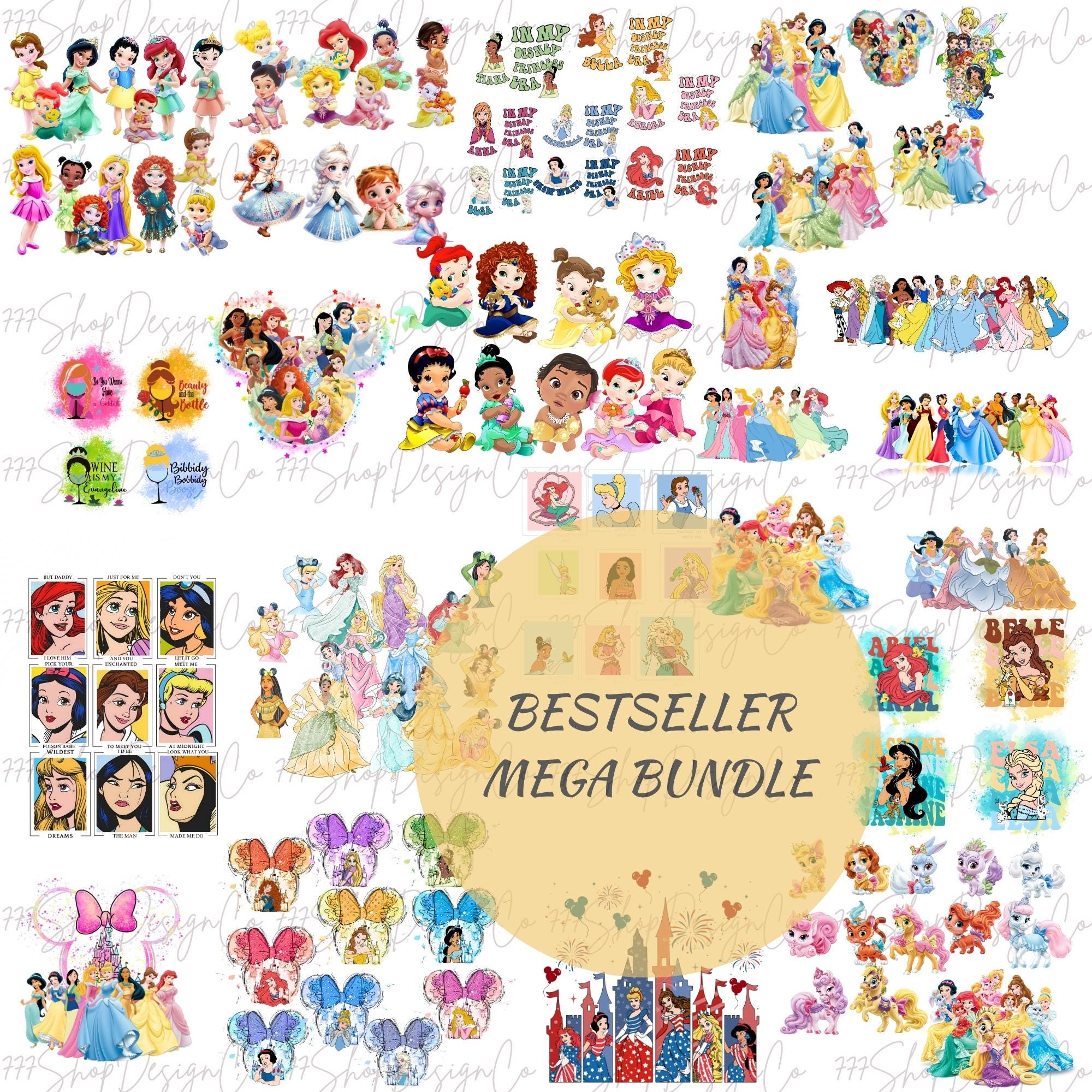 Mega Bundle All Princess PNG, 500+ Princess PNG Bundle, Princess Clipart, Cinderella, ariel, aurora png, Snow White png