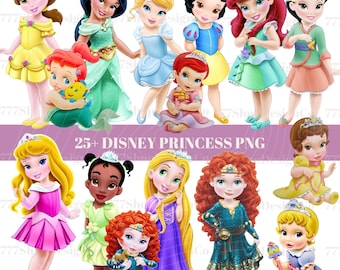 Bebé princesa png, princesa png archivos Cricut, bebé princesa congelada Elsa Clipart, bebé cenicienta png, bebé belle png, bebé rapunzel png