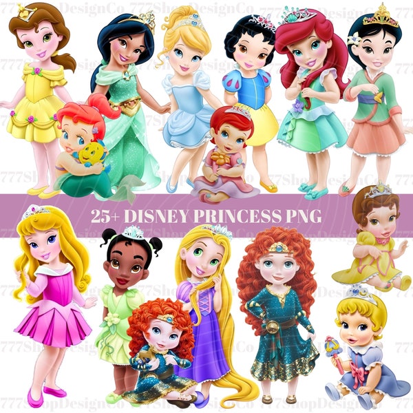 Bébé princesse png, fichiers Cricut princesse png, clipart bébé princesse la reine des neiges Elsa, bébé cendrillon png, bébé belle png, bébé raiponce png