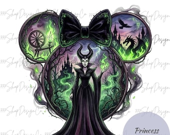Villain PNG Maleficent, Maleficent Retro Design Digital Download, Sleeping Beauty png, Evil Maleficent png