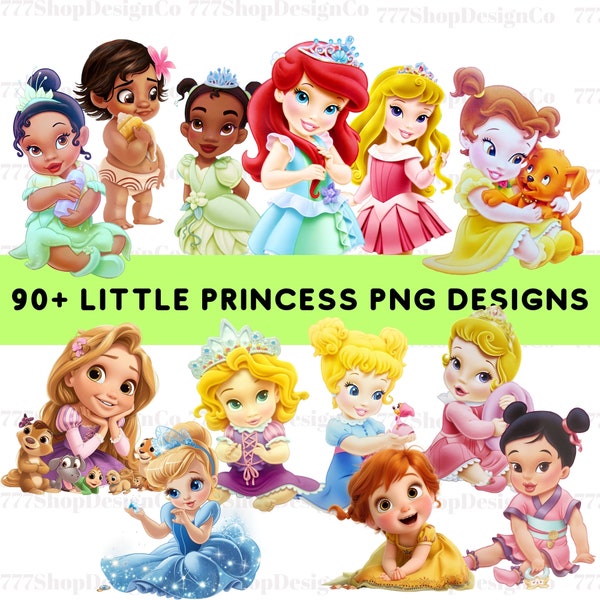 Bébé princesse png, fichiers Cricut princesse png, clipart bébé princesse la reine des neiges Elsa, bébé cendrillon png, bébé belle png, bébé raiponce png