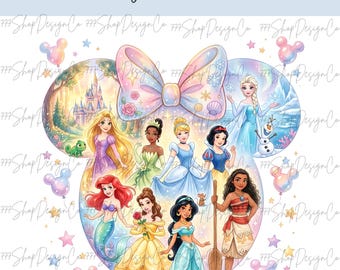 Alle Prinzessin PNG, Prinzessinnen Squad, Prinzessinnen Maus Kopf Hintergrund, Cinderella PNG, Rapunzel PNG, Schloss PNG