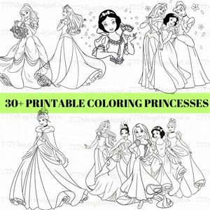 Feuilles de coloriage princesse PDF, 30 pages à colorier, livre d'activités créatives pour enfants, pour tout-petits PDF