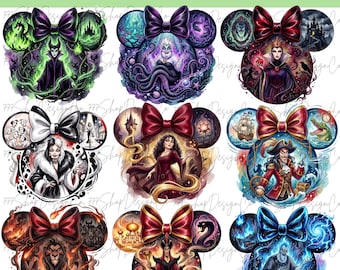 Villain PNG Maleficent, Ursula Retro Design Png, Captain Hook png, Evil Queen png, Hades png, Villains Bundle, Halloween Bundle Png