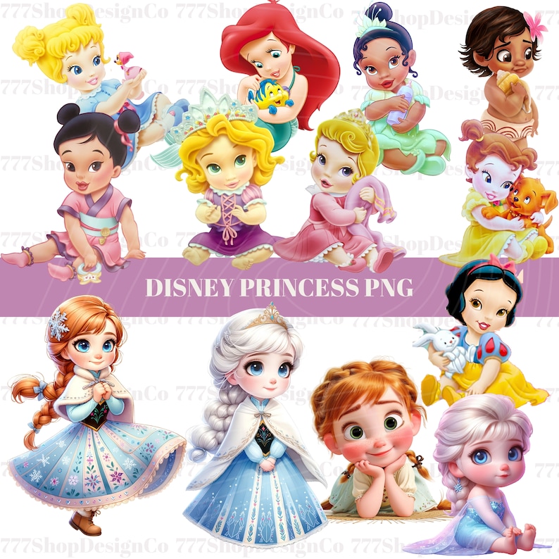 Baby Princess png, Princess png Cricut files, Baby Princess Frozen Elsa Clipart, Baby cinderella png, baby belle png, baby rapunzel png image 2