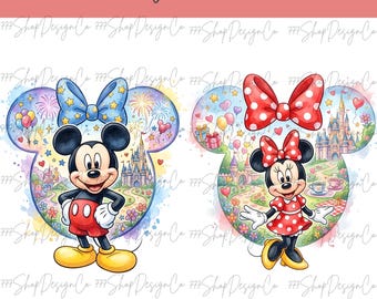 Aquarell 2026 Familienreise Png, Familie Minnie und Mickey Png, Vacay-Modus 2026 Png, Familiengruppe Png Urlaubsmodus Png, magisches Königreich
