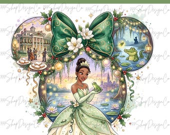 Alle Prinzessin PNG, Weihnachtsprinzessin und Frosch Png, Weihnachtsprinzessin Png Clipart Design, Winter Tiana Png, Froschkönig Png