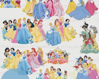 Todas las princesas PNG, paquete de princesas PNG, imágenes prediseñadas de princesas, Cenicienta, Ariel PNG, Aurora PNG, Blancanieves PNG