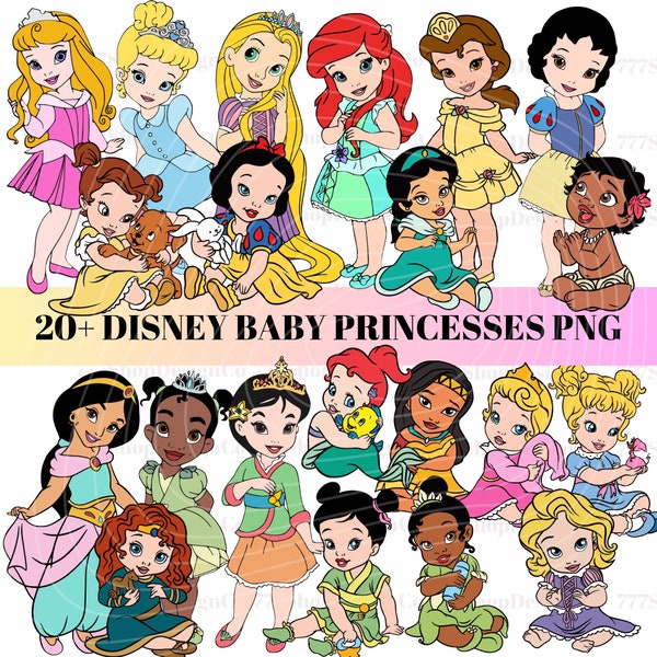 Baby Princess png, Princess png Cricut files, Baby Princess Clipart, Baby cinderella png, baby belle png, baby rapunzel png