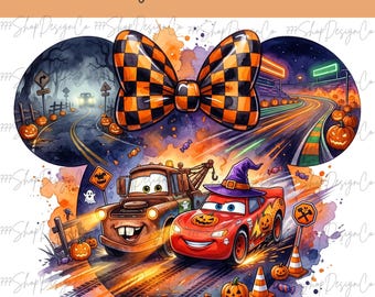 Halloween Cars McQueen PNG, Cars Friends PNG, Lightning McQueen PNG, Spooky Cars Tow Mater, Cars Transparent Background, Cars Printable