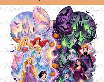 Halloween Princess png, Spooky Villains png, Watercolour princess png, Watercolour Villains png, Maleficent png, Evil Queen png, Ursula Png