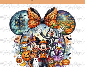 Halloween Mickey and friends Png, Halloween Mouse and Duck Friends Png, Halloween Family Vacation, Spooky Family Trip